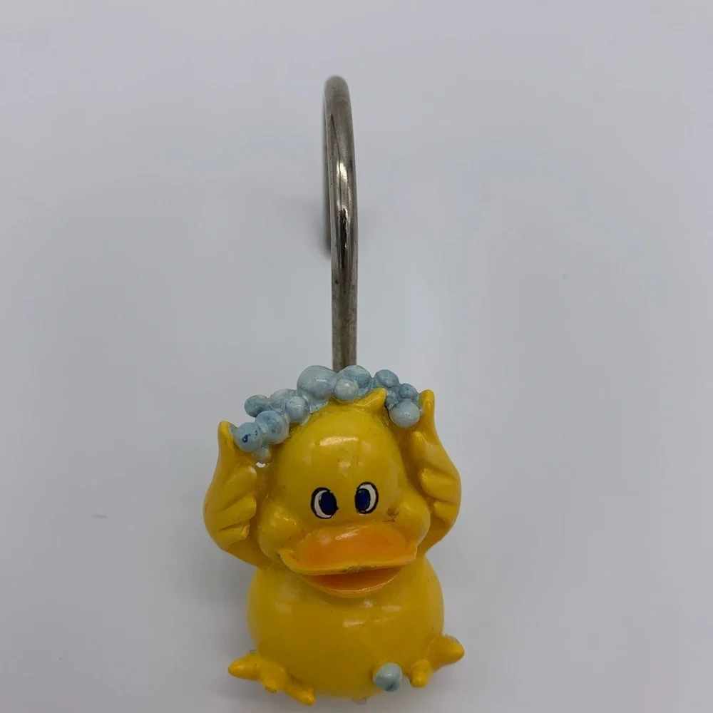 Vintage 9 Pcs Yellow Ducklings Shower Curtain Rings